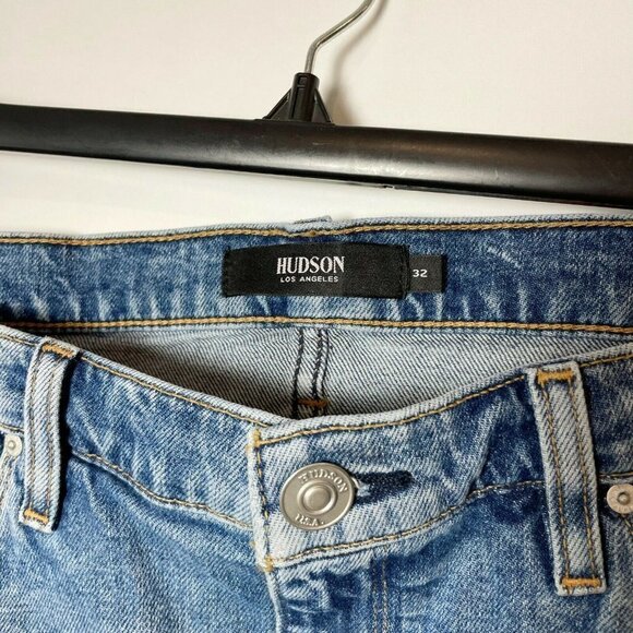 Hudson Jeans Womens The Viper Mini Denim Skirt Blue Size 32 Raw Hem W834DPP NWT - Picture 4 of 11